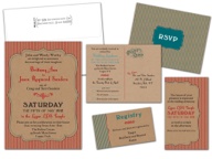 This package includes: 5 x 7 one sided flat announcement. 5.5 x 4.25 double sided RSVP luncheon post card. 3.5 x 2 Registry insert. 3 x 5 Temple Insert. Envelope with return addressing. Customize Color and Font. 